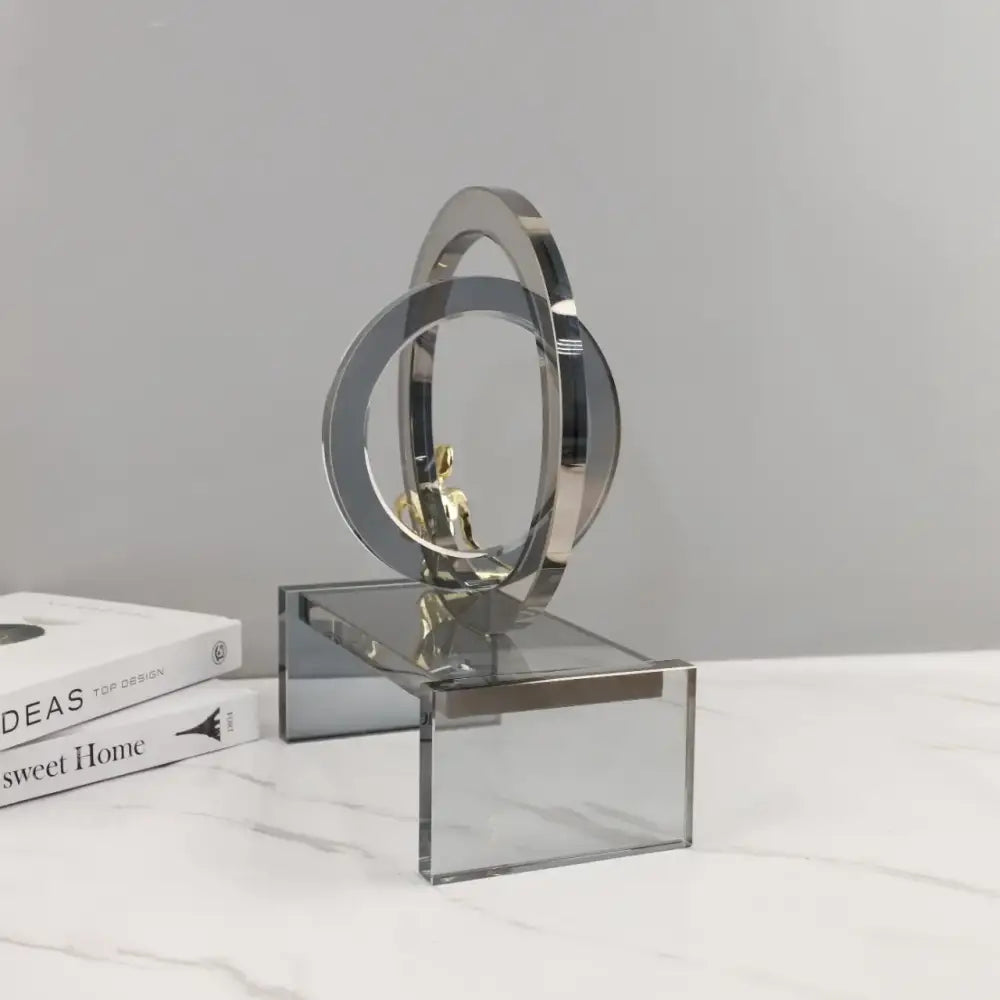 Modern chrome and golden man geometric crystal rings living room decor