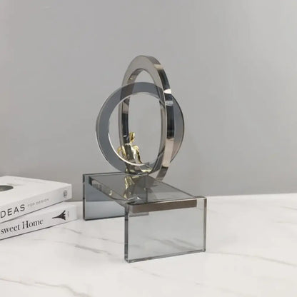 Modern chrome and golden man geometric crystal rings living room decor