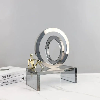 Modern chrome and golden man geometric crystal rings living room decor