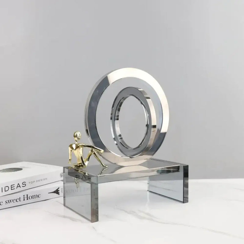 Modern chrome and golden man geometric crystal rings living room decor