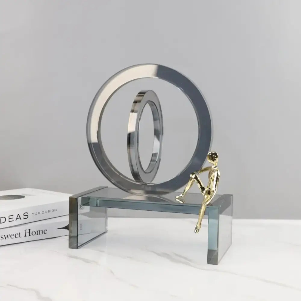 Modern chrome and golden man geometric crystal rings living room decor