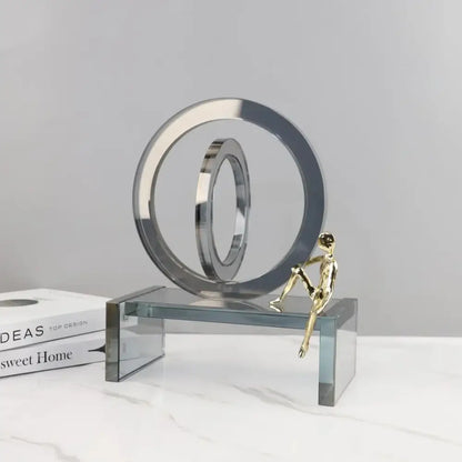 Modern chrome and golden man geometric crystal rings living room decor