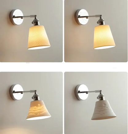 Modern chrome and perforated fabric wall light fixture bedroom lamp