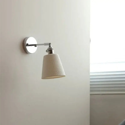 Modern chrome and perforated fabric wall light fixture bedroom lamp
