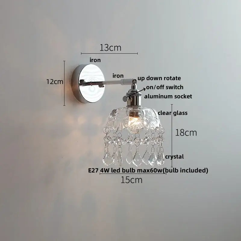Modern chrome and perforated fabric wall light fixture bedroom lamp