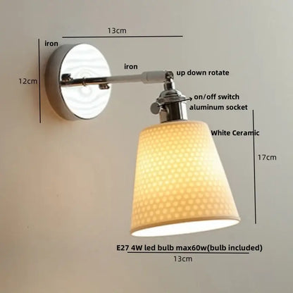 Modern chrome and perforated fabric wall light fixture bedroom lamp