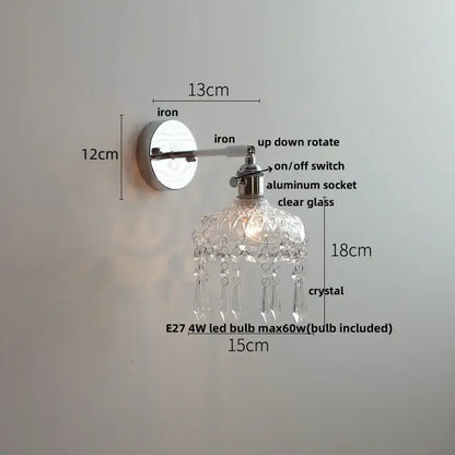 Modern chrome and perforated fabric wall light fixture bedroom lamp