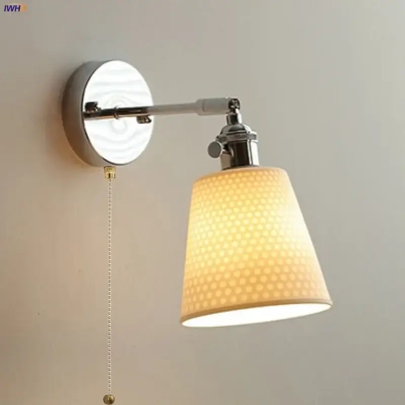 Modern chrome and perforated fabric wall light fixture bedroom lamp