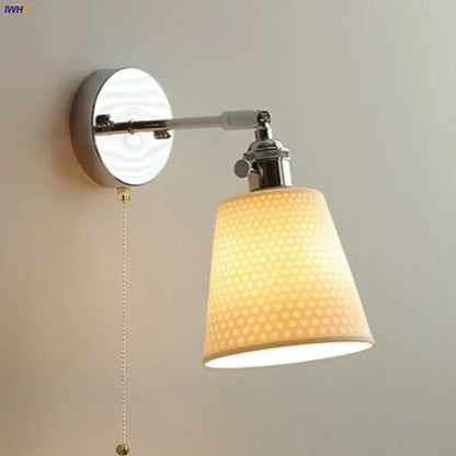 Modern chrome and perforated fabric wall light fixture bedroom lamp