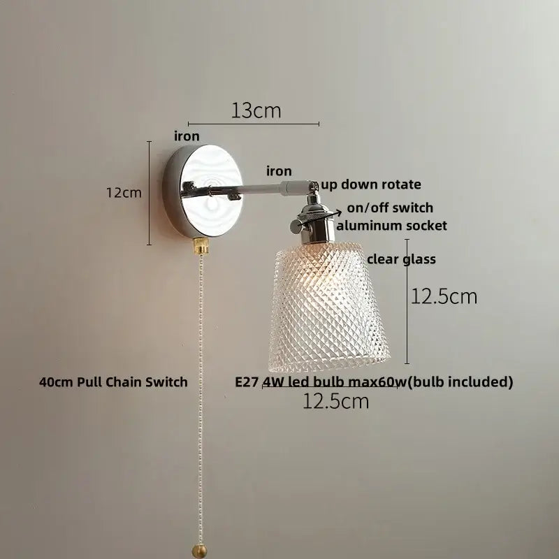 Modern chrome and perforated fabric wall light fixture bedroom lamp