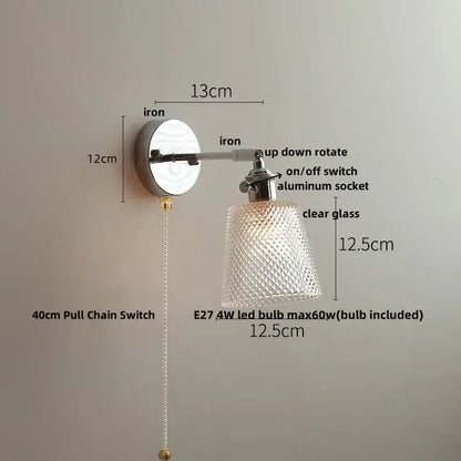 Modern chrome and perforated fabric wall light fixture bedroom lamp