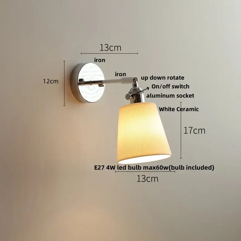Modern chrome and perforated fabric wall light fixture bedroom lamp