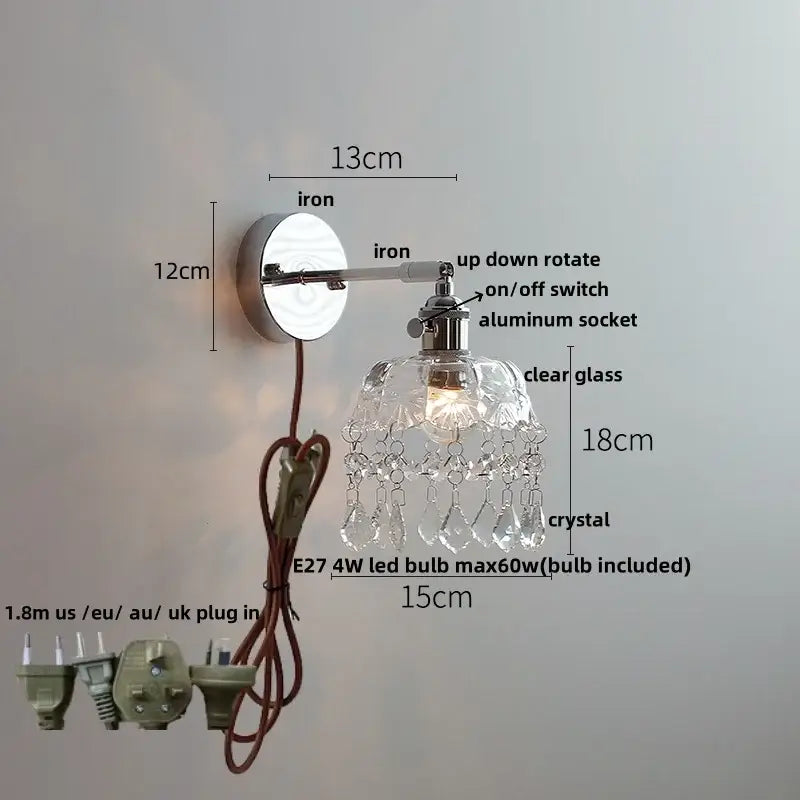 Modern chrome and perforated fabric wall light fixture bedroom lamp