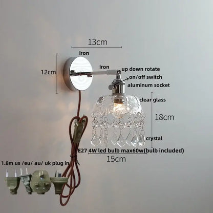 Modern chrome and perforated fabric wall light fixture bedroom lamp