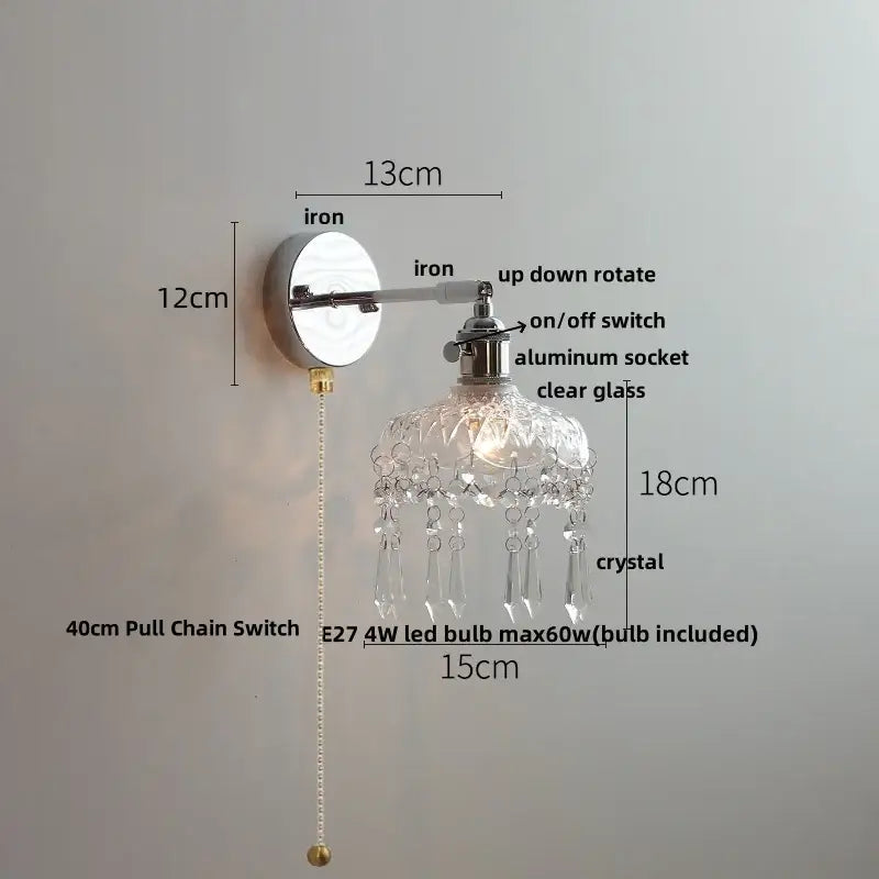Modern chrome and perforated fabric wall light fixture bedroom lamp