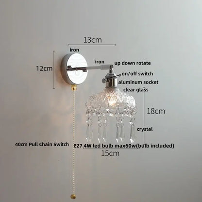 Modern chrome and perforated fabric wall light fixture bedroom lamp