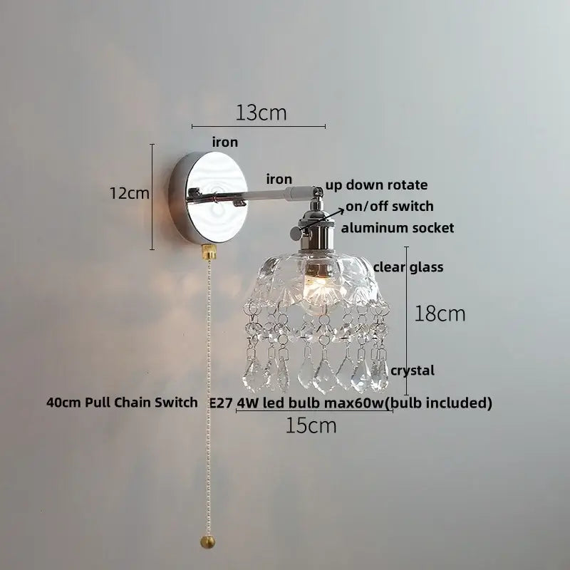 Modern chrome and perforated fabric wall light fixture bedroom lamp