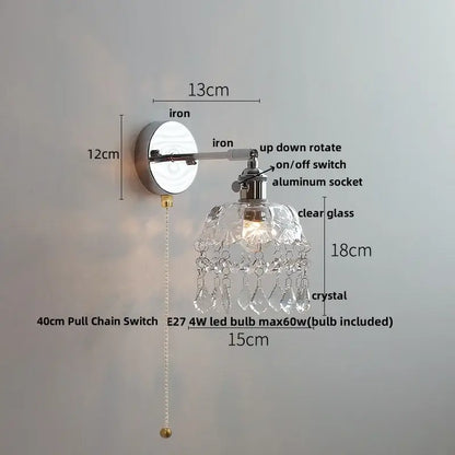 Modern chrome and perforated fabric wall light fixture bedroom lamp