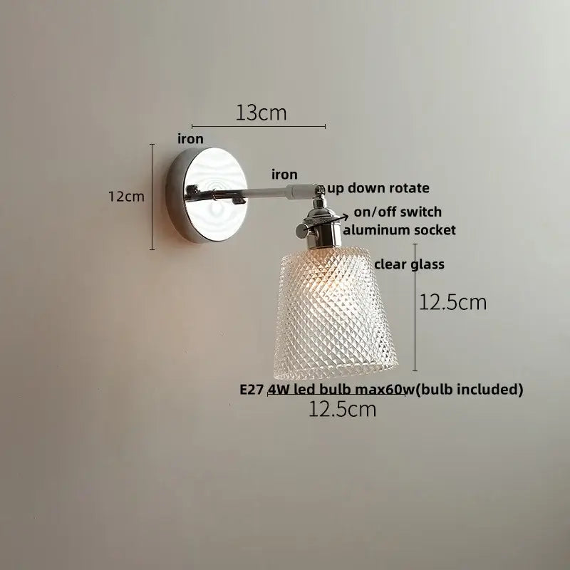 Modern chrome and perforated fabric wall light fixture bedroom lamp