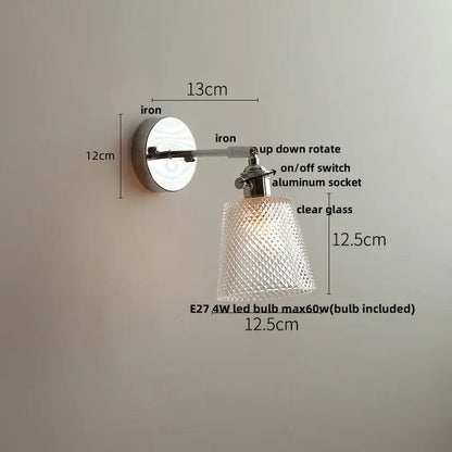 Modern chrome and perforated fabric wall light fixture bedroom lamp