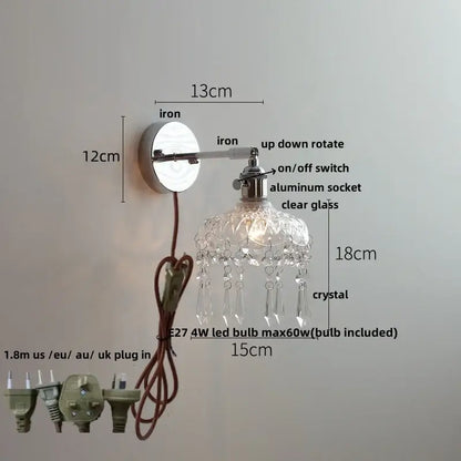 Modern chrome and perforated fabric wall light fixture bedroom lamp