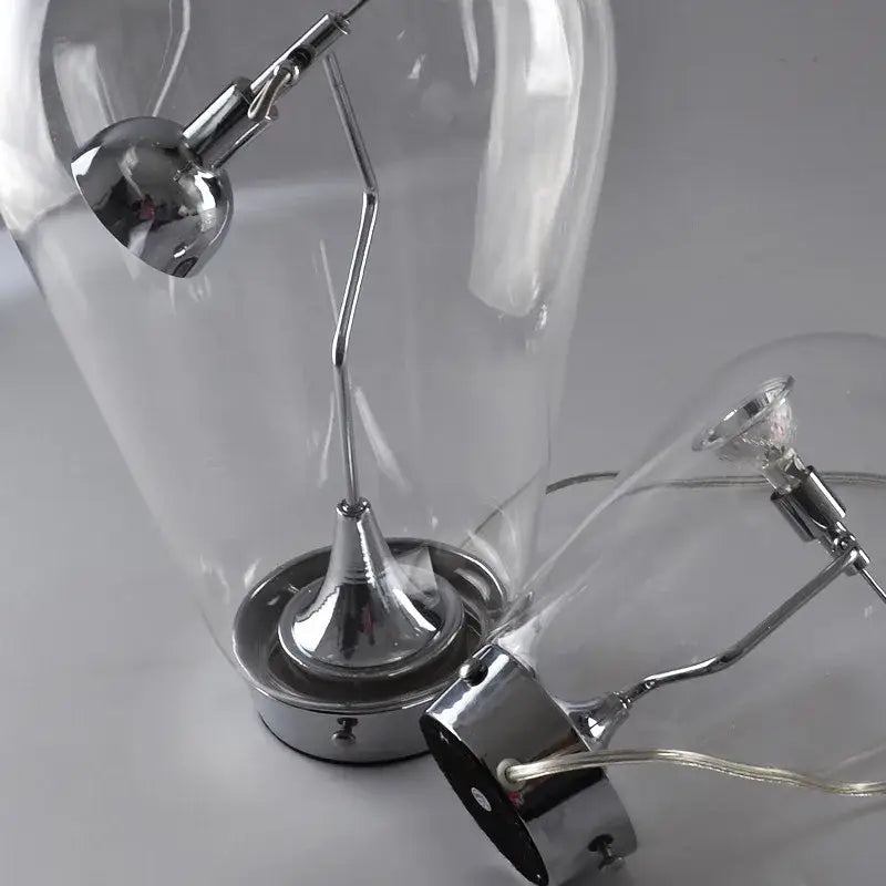Modern chrome and transparent blow glass table lamp living room