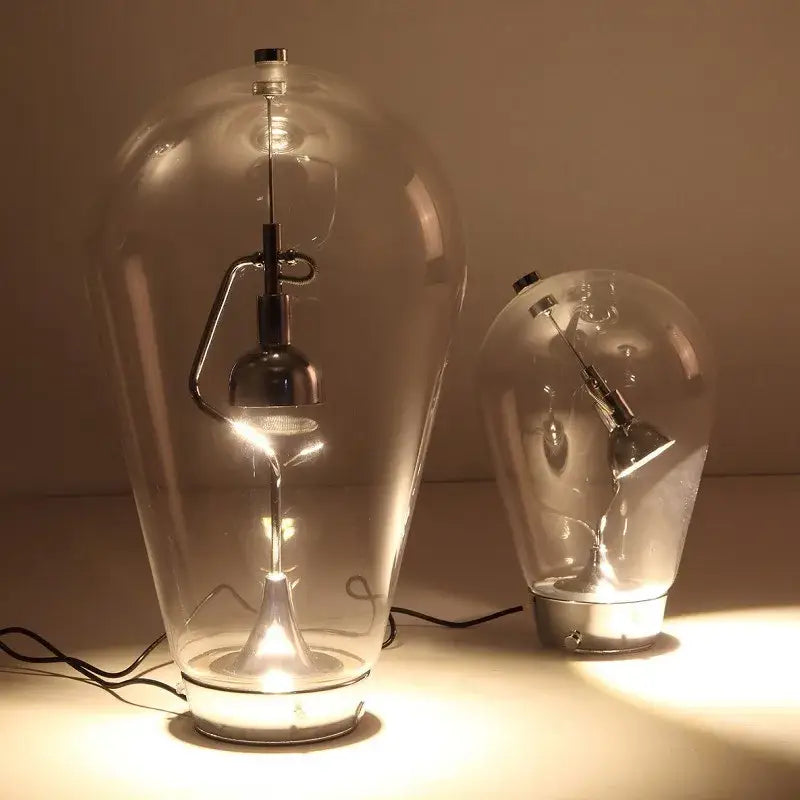 Modern chrome and transparent blow glass table lamp living room