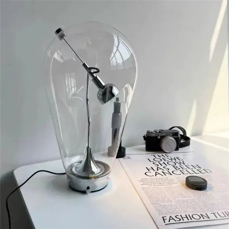 Modern chrome and transparent blow glass table lamp living room