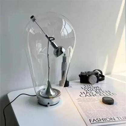 Modern chrome and transparent blow glass table lamp living room