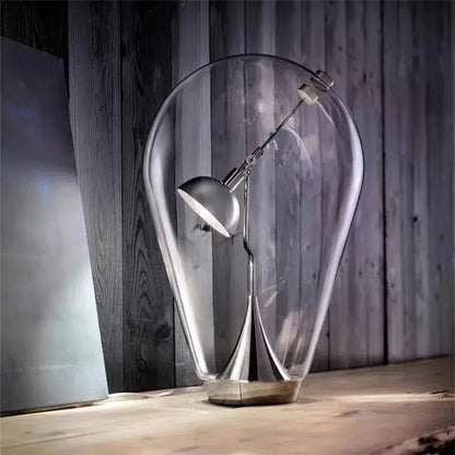 Modern chrome and transparent blow glass table lamp living room