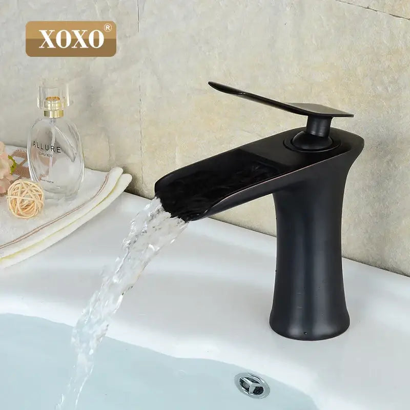 Modern chrome and white copper waterfall vanity faucet bathroom tap