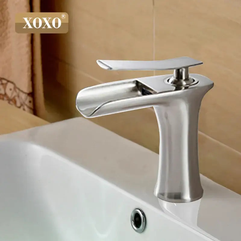 Modern chrome and white copper waterfall vanity faucet bathroom tap