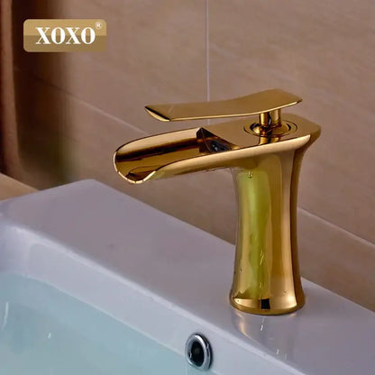 Modern chrome and white copper waterfall vanity faucet bathroom tap