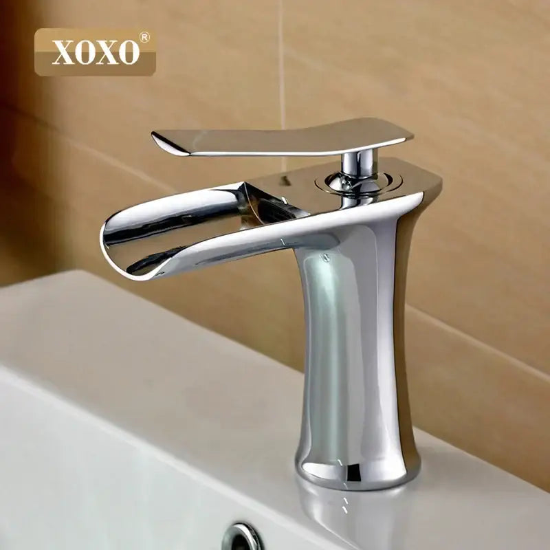 Modern chrome and white copper waterfall vanity faucet bathroom tap
