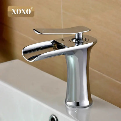 Modern chrome and white copper waterfall vanity faucet bathroom tap