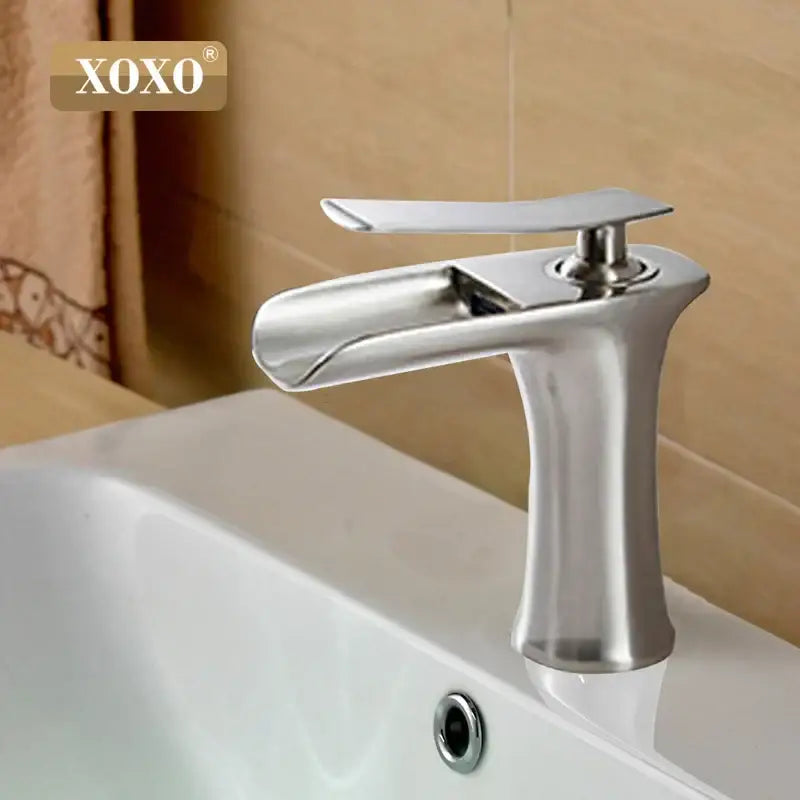 Modern chrome and white copper waterfall vanity faucet bathroom tap