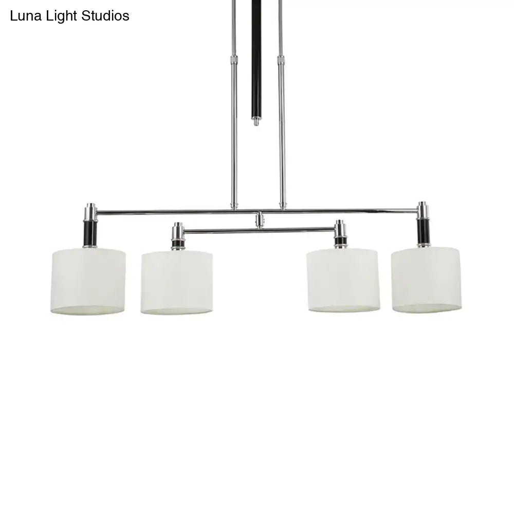 Modern chrome and white fabric pendant light kit dining room e12