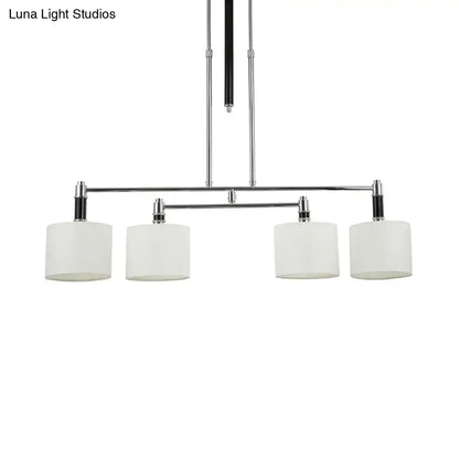 Modern chrome and white fabric pendant light kit dining room e12