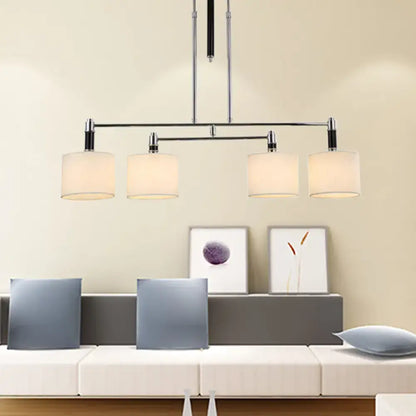 Modern chrome and white fabric pendant light kit dining room e12