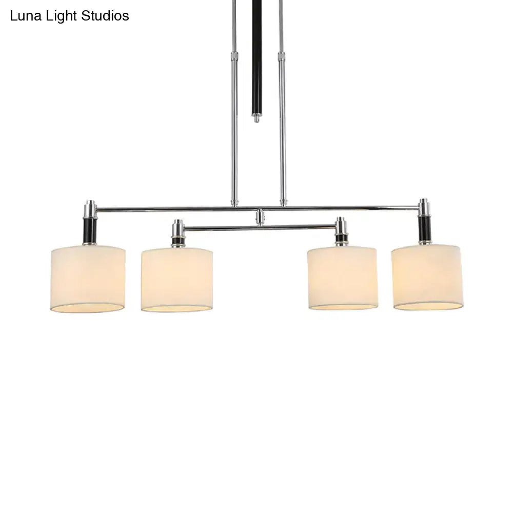 Modern chrome and white fabric pendant light kit dining room e12