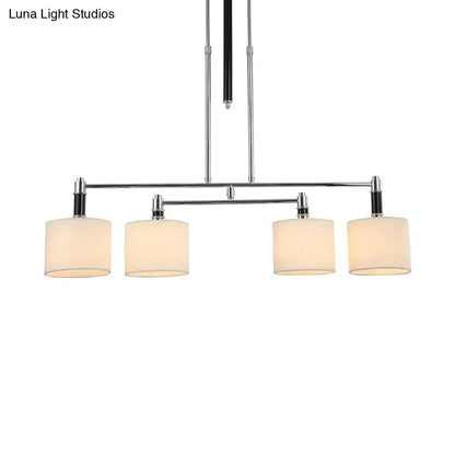 Modern chrome and white fabric pendant light kit dining room e12