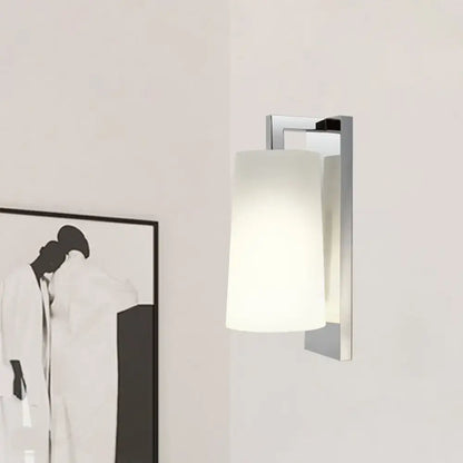 Modern chrome and white glass wall lamp bedroom sconce fixture