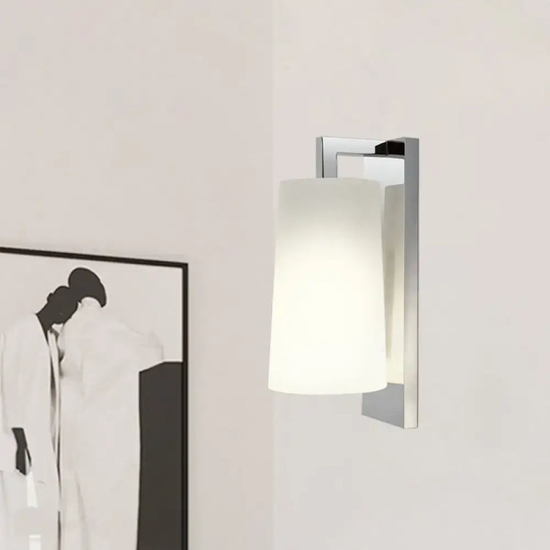 Modern chrome and white glass wall lamp bedroom sconce fixture