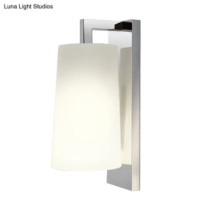 Modern chrome and white glass wall lamp bedroom sconce fixture