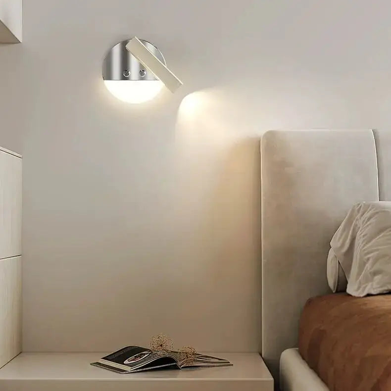 Modern chrome and wood full spectrum eye protection wall lamp bedroom