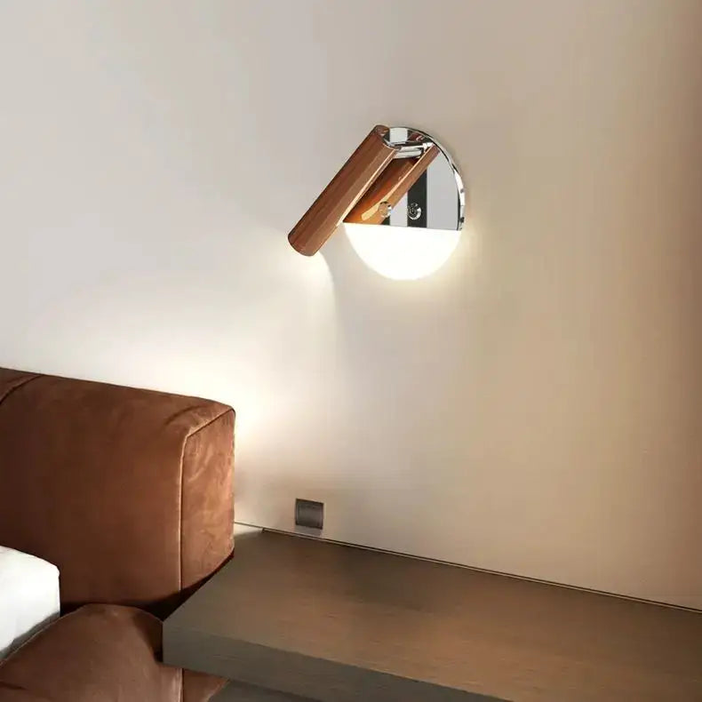 Modern chrome and wood full spectrum eye protection wall lamp bedroom