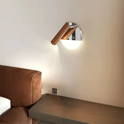 Modern chrome and wood full spectrum eye protection wall lamp bedroom