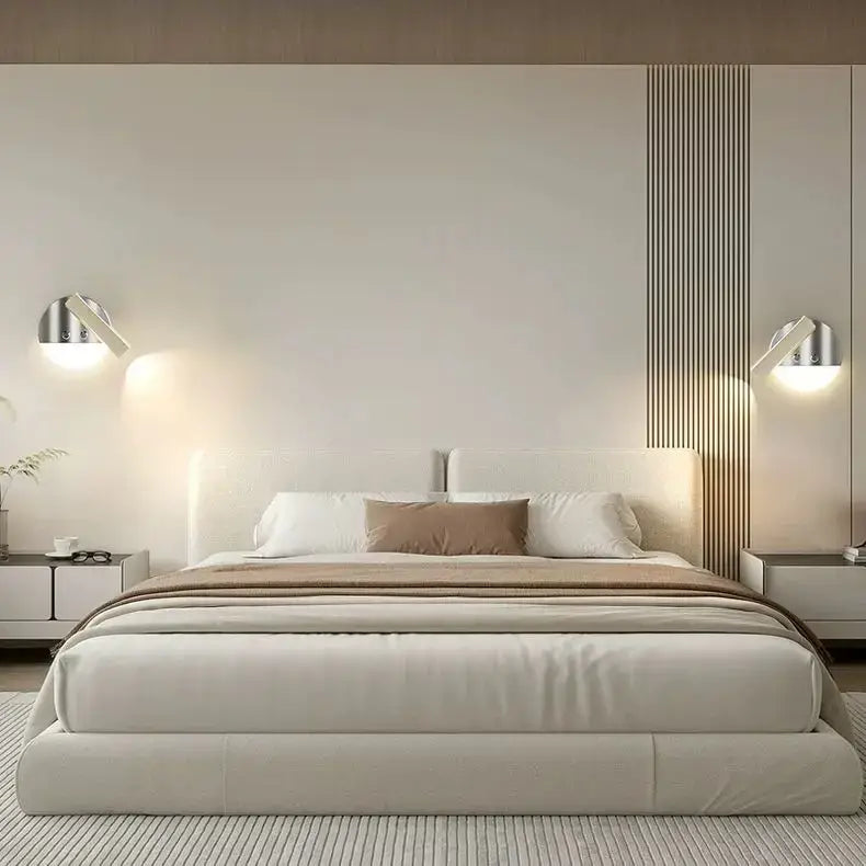 Modern chrome and wood full spectrum eye protection wall lamp bedroom