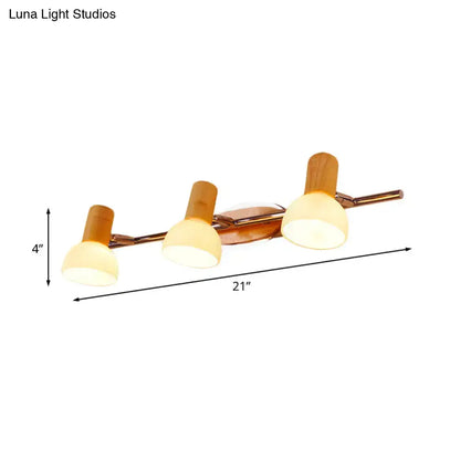 Modern chrome and wood white glass dome vanity light bathroom sconce
