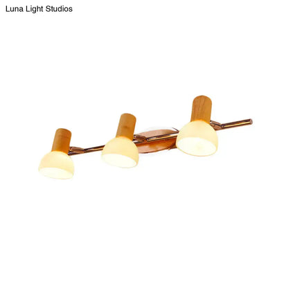 Modern chrome and wood white glass dome vanity light bathroom sconce